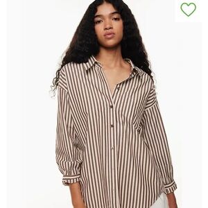 Wilfred Relaxed 100% Cotton Poplin Shirt - Size M - Teal Striped (see pics)